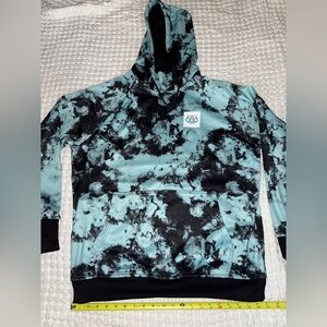 686 Black and Teal Mens waterproof Hoodie